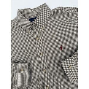 Polo Ralph Lauren Gingham Button‎ Down Shirt Mens Size XXL Olive Green